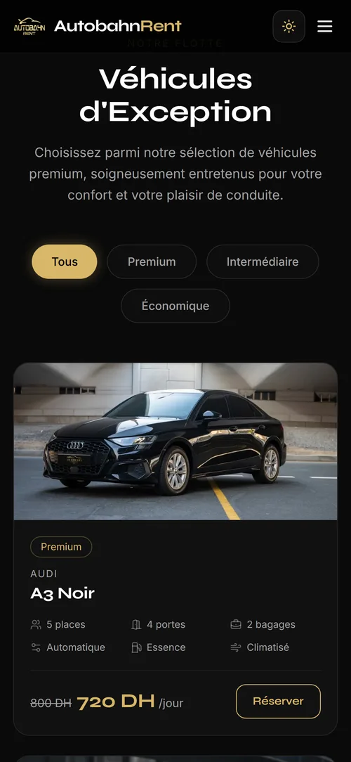 Autobahn Rent, aperçu mobile